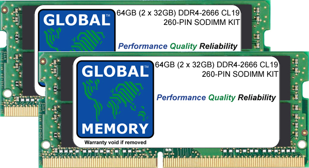 64GB (2 x 32GB) DDR4 2666MHz PC4-21300 260-PIN SODIMM MEMORY RAM KIT FOR DELL LAPTOPS/NOTEBOOKS